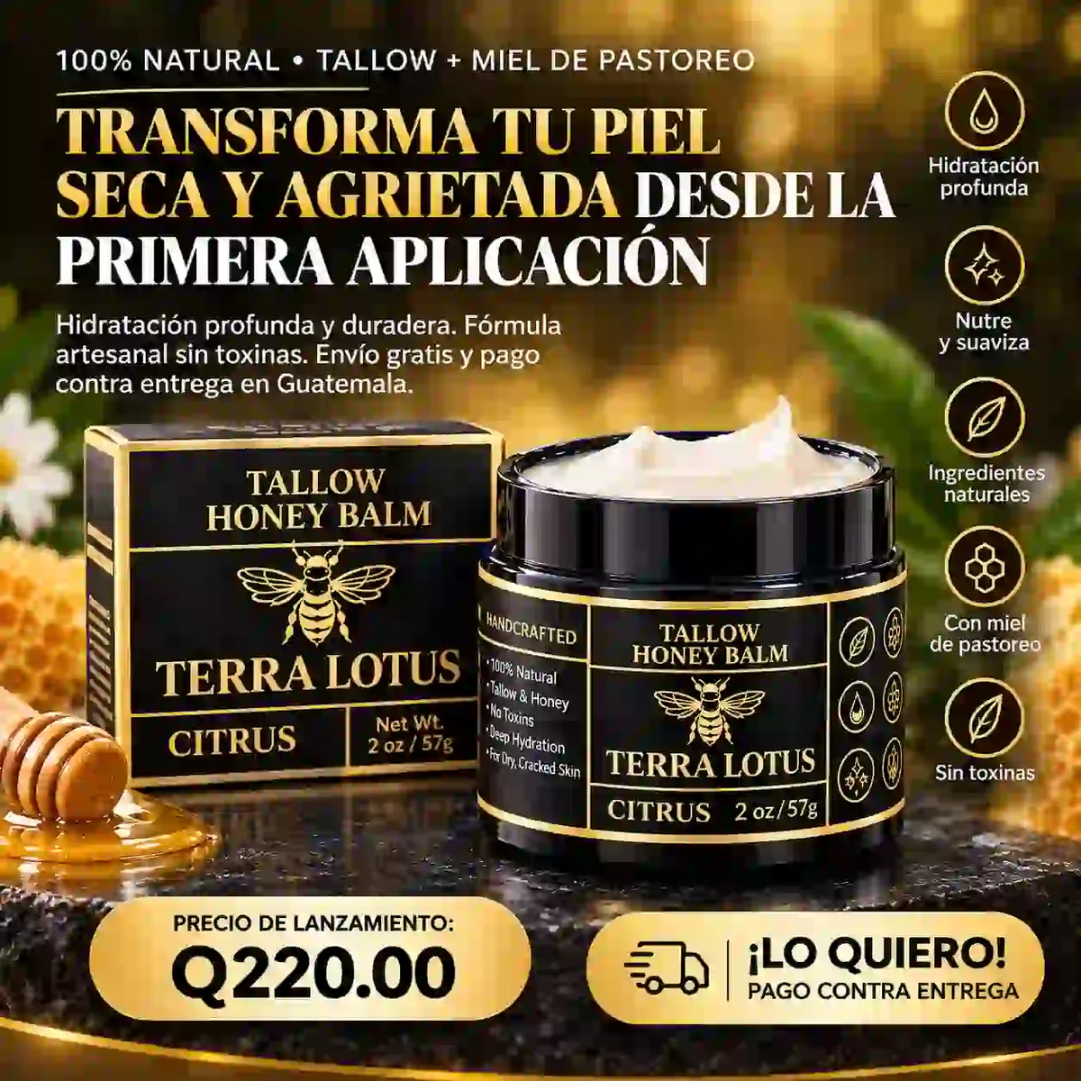 TERRA LOTUS® Bálsamo con Sebo de Res Y Miel de Manuka Premium