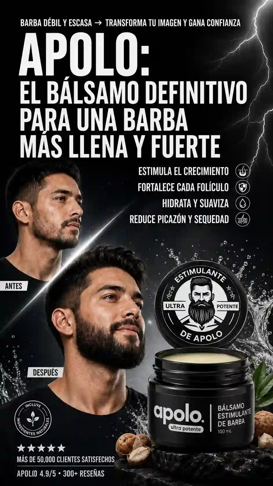 Apolo - Estimulador de Crecimiento de Barba